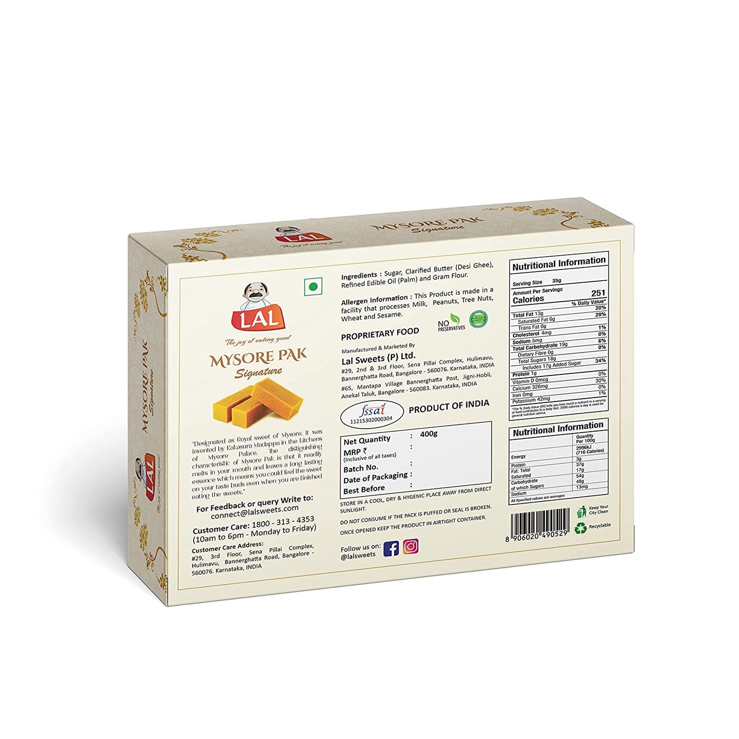 Mysore Pak 400gm & Dodha Burfi 400gm