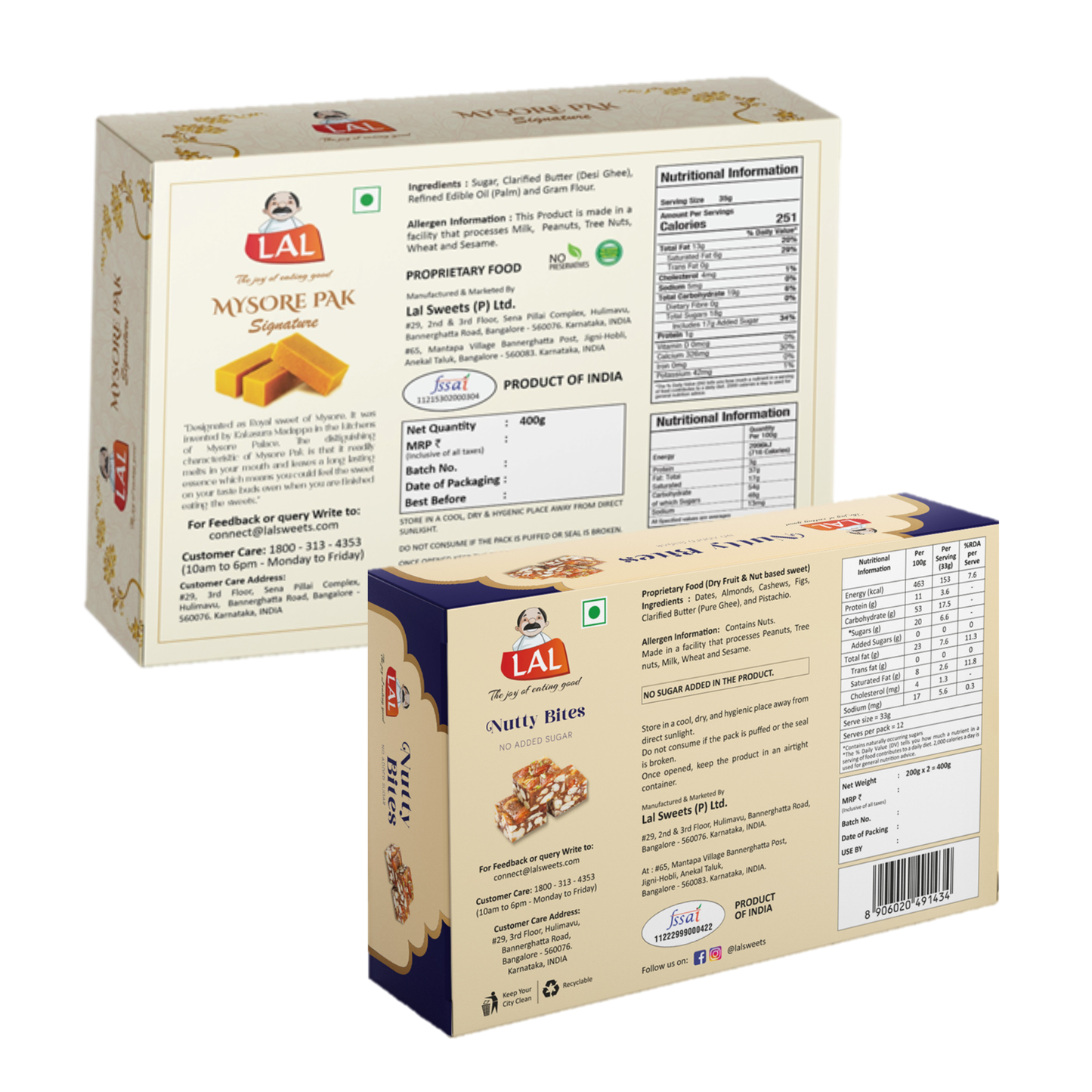 Mysore Pak Signature 400gm & Sugarless Nuttybite 400gm