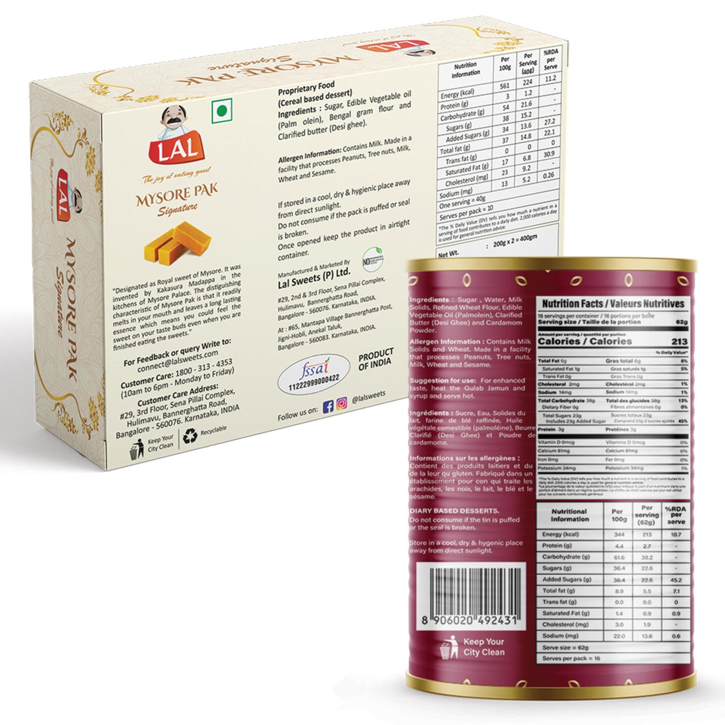 Mysore Pak 400g & Gulab Jamun 1 Kg