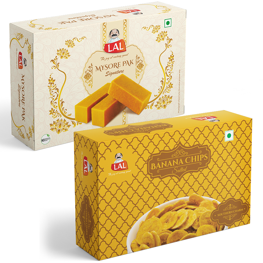 Mysore pak signature 400g and Banana chips salted 250g