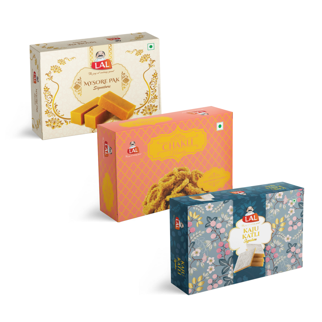 Mysore pak signature 400g, Chakli masala 250g and Kaju katli 400g