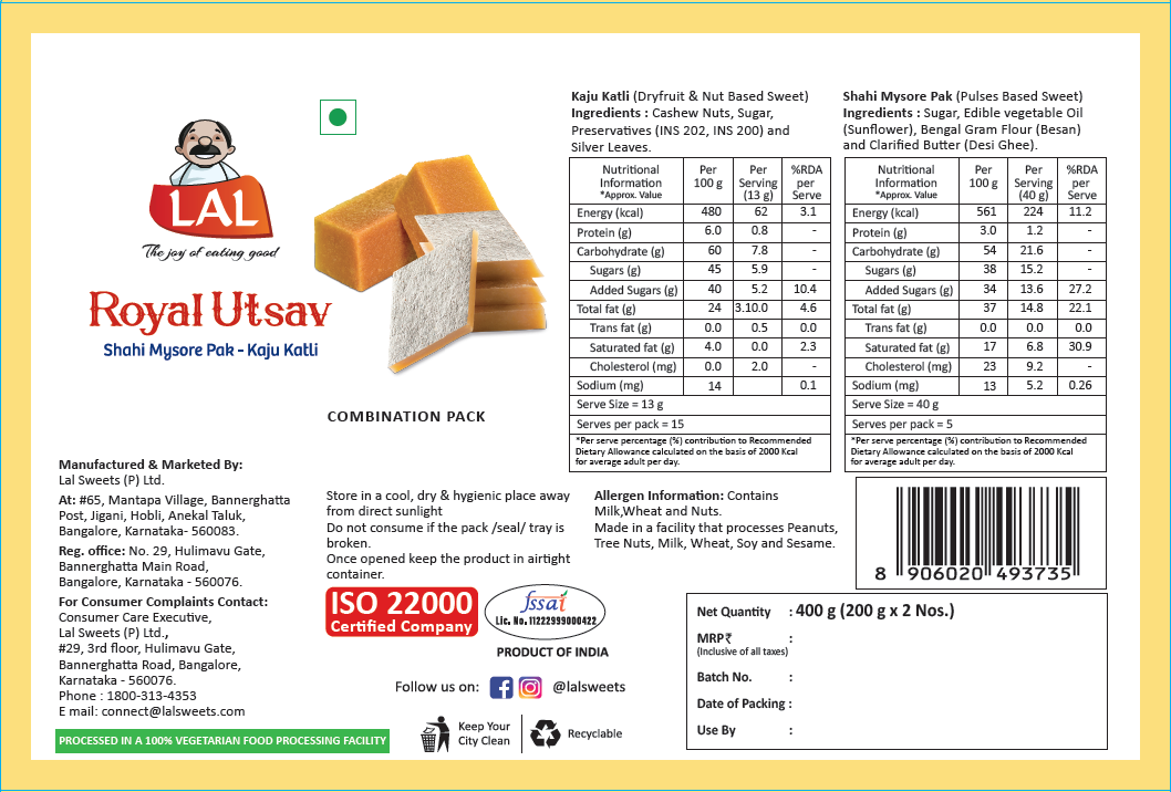 Lal Sweets Royal Utsav 400g