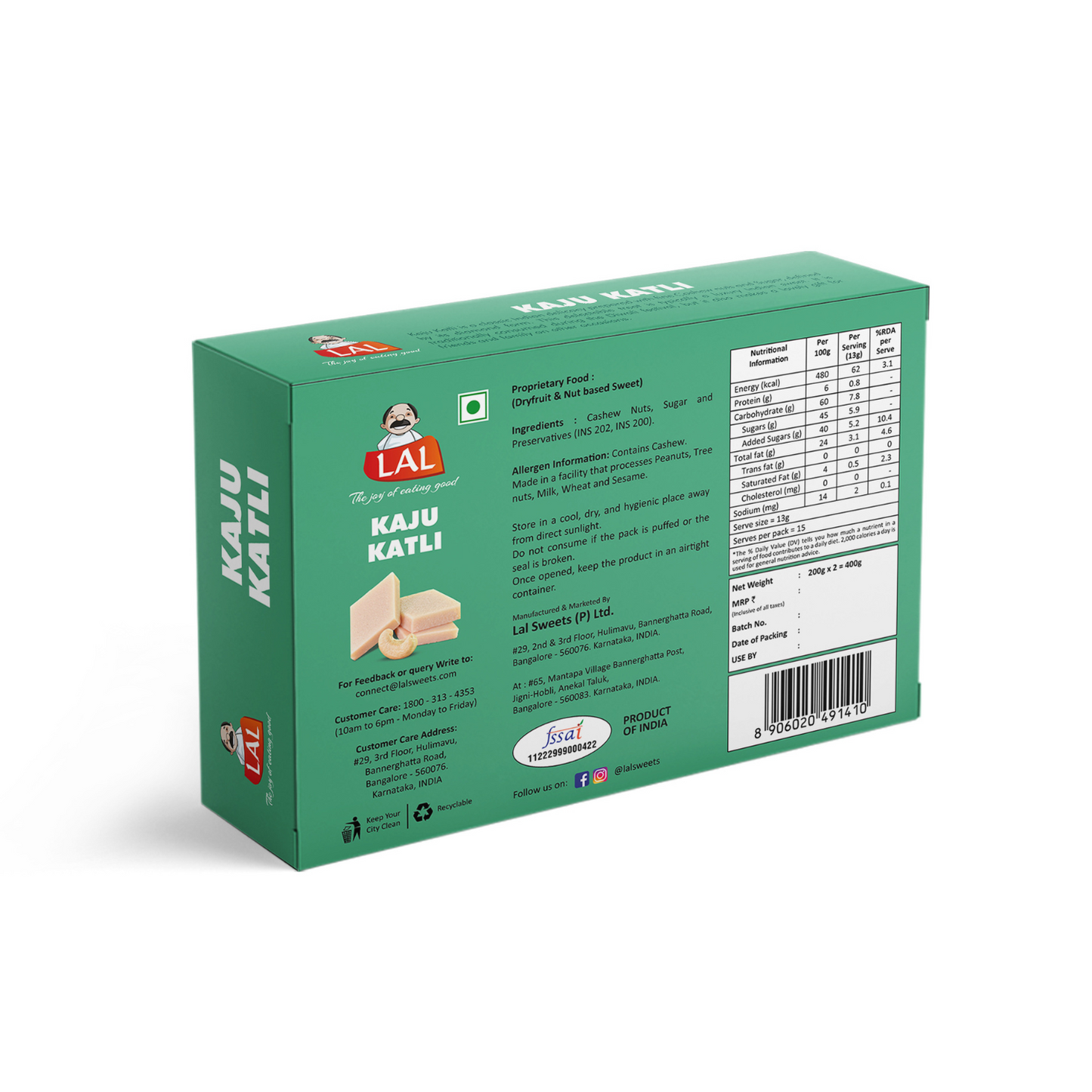 Lal Sweets Premium Kaju Katli - 400gm
