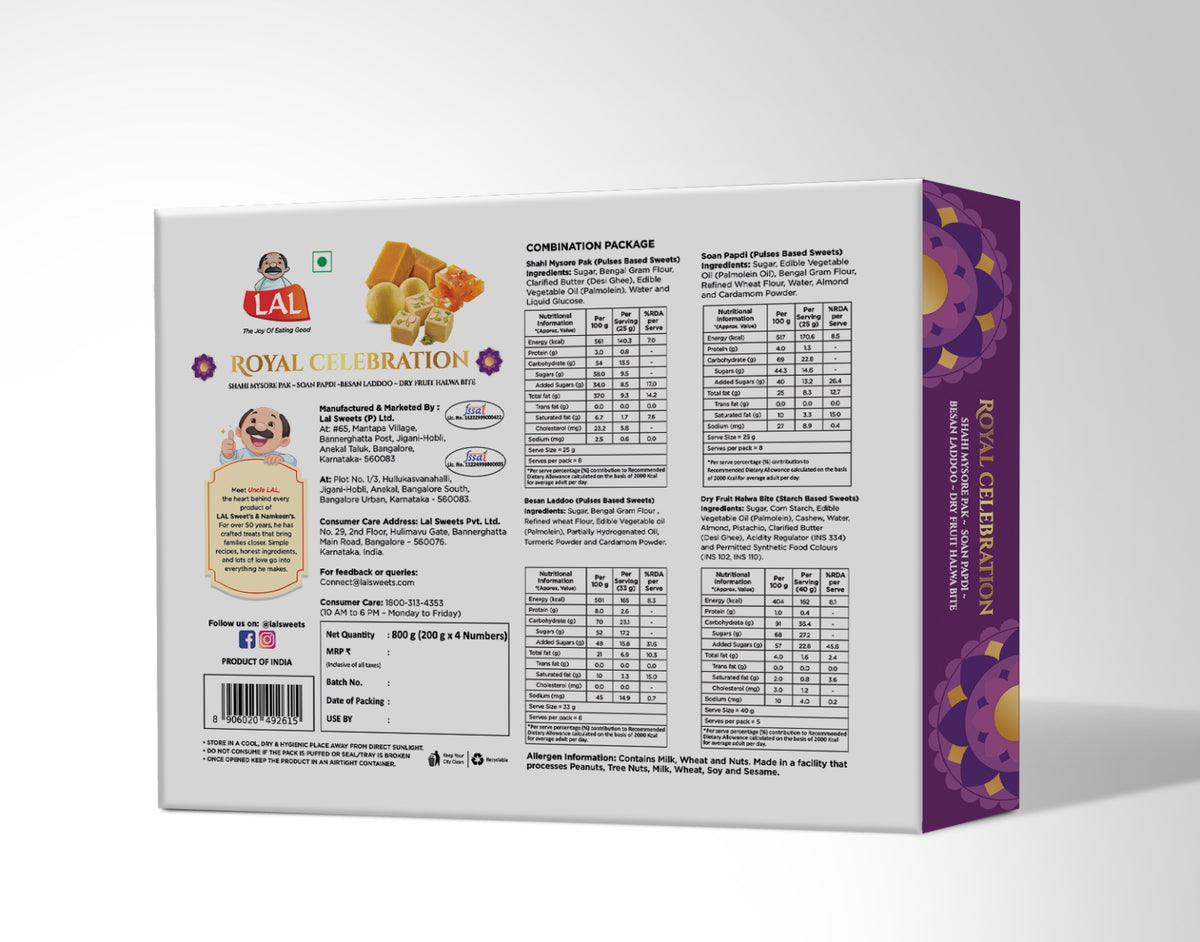 Lal Sweets Royal Celebration 800g | 4-in-1 Sweets Gift Pack