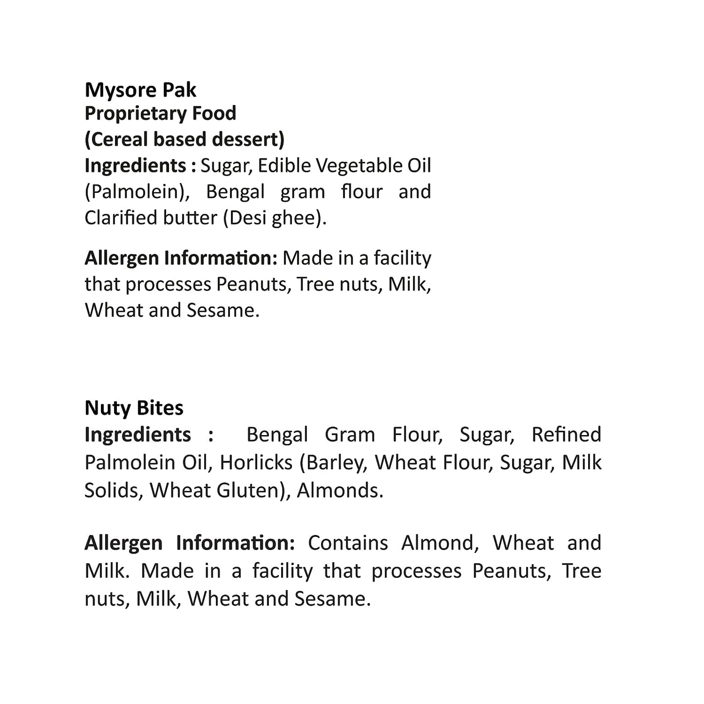 Mysore Pak Signature 400gm & Sugarless Nuttybite 400gm