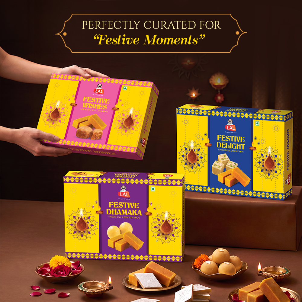 Lal Sweets Festive Dhamaka 400g | Besan Ladoo and Mysore Pak 200g Each