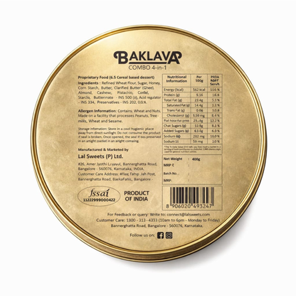 Lal Sweets Baklava Tin 400g