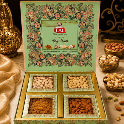 Lal Sweets Dryfruits Gifting Box (Cashew, Almond, Pistachios, And Raisins) 400g
