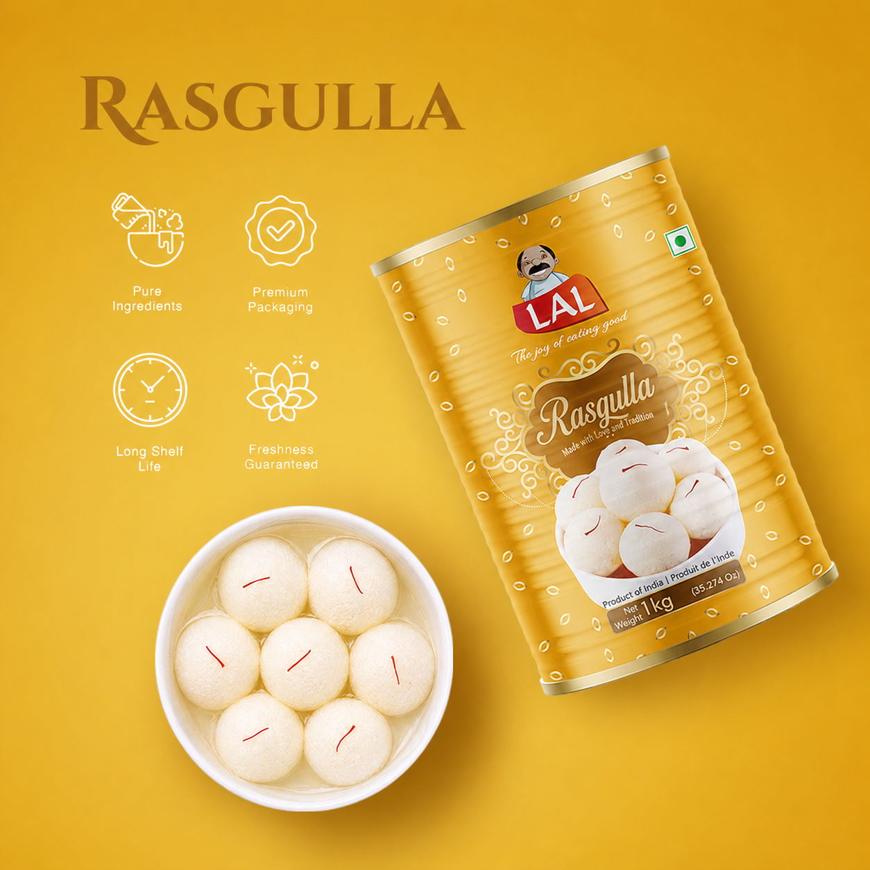 Lal Sweets Rasgulla - 1 KG