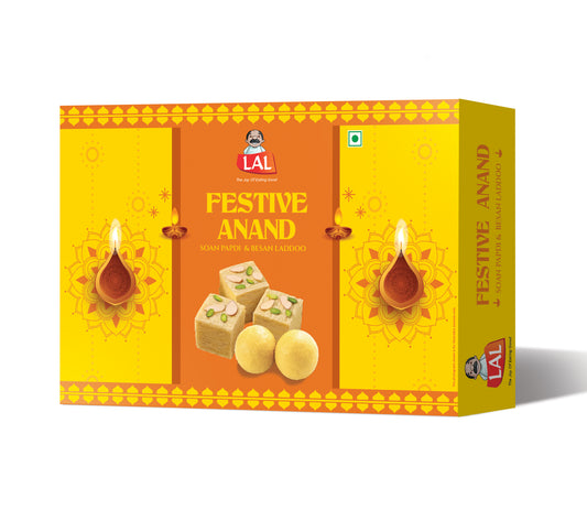 Lal Sweets Festive Anand 400g | Includes Soan Papdi and Besan Ladoo 200g Each