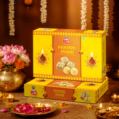 Lal Sweets Festive Anand 400g | Includes Soan Papdi and Besan Ladoo 200g Each