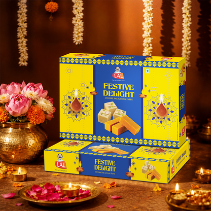 Lal Sweets Festive Delight 400g – Mysore Pak 200g & Soan Papdi 200g | Festive Sweet Gift Box