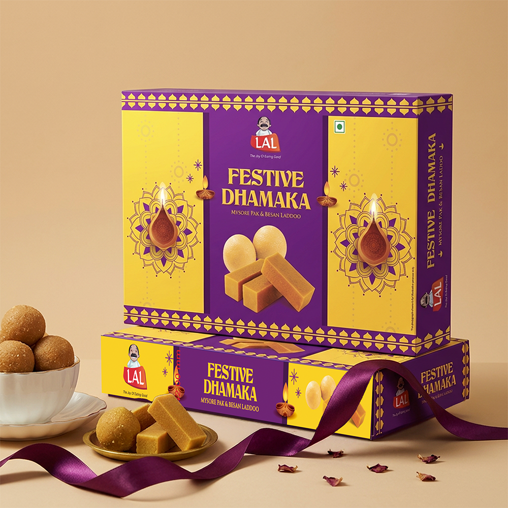 Lal Sweets Festive Dhamaka 400g | Besan Ladoo and Mysore Pak 200g Each