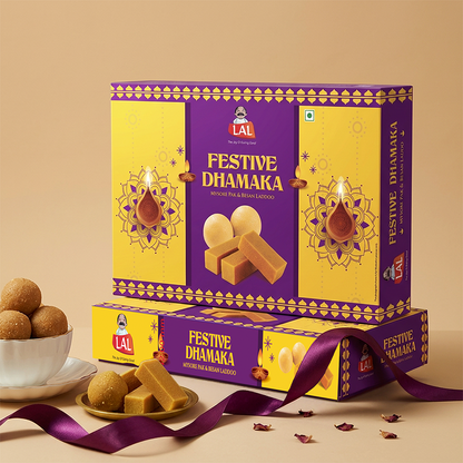 Lal Sweets Festive Dhamaka 400g | Besan Ladoo and Mysore Pak 200g Each