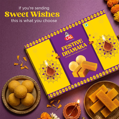 Lal Sweets Festive Dhamaka 400g | Besan Ladoo and Mysore Pak 200g Each
