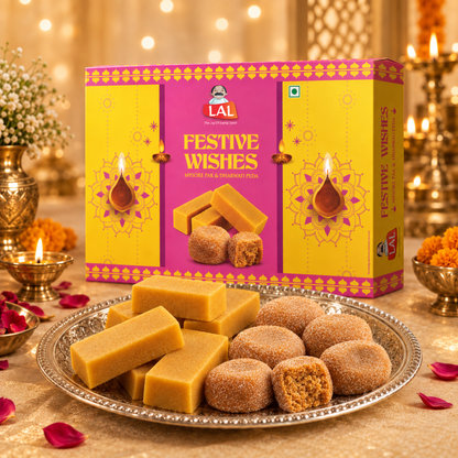 Lal Festive Wishes 400g | Includes Mysore Pak and Dharwad Peda 200g Each