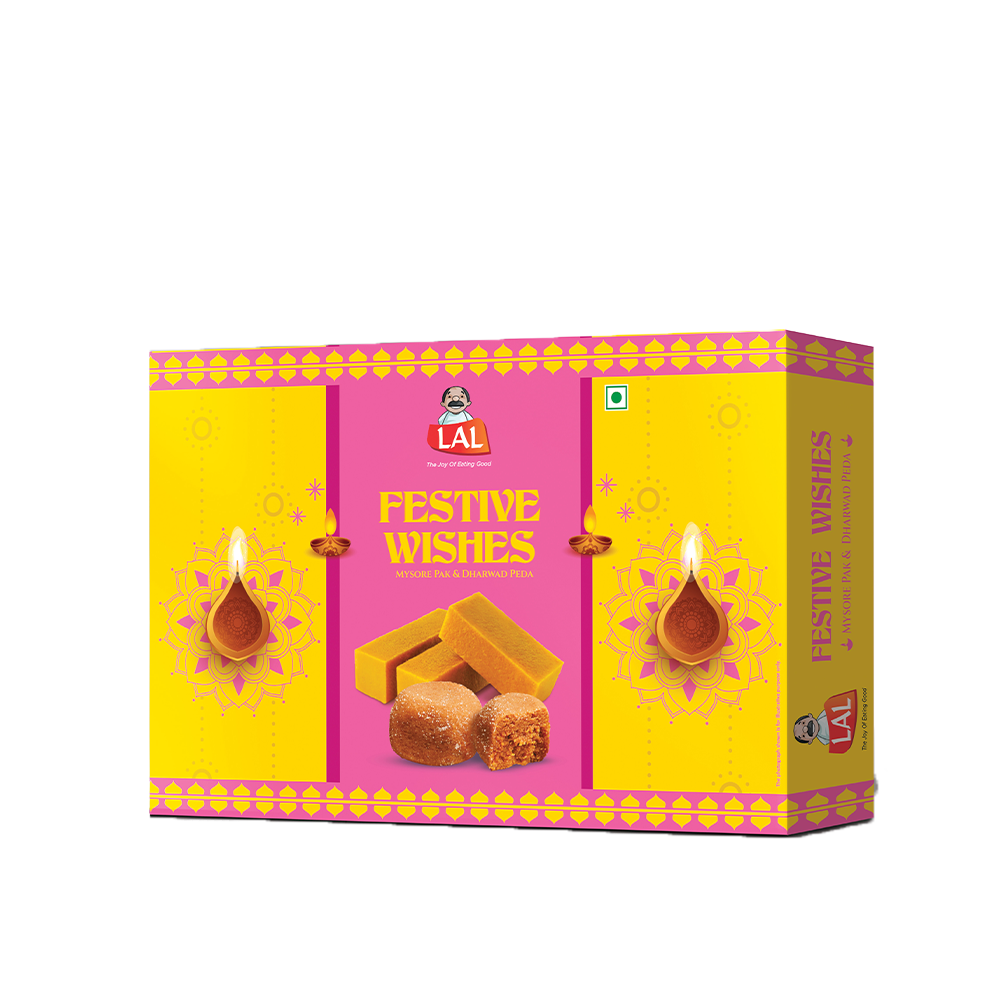 Lal Festive Wishes 400g | Includes Mysore Pak and Dharwad Peda 200g Each