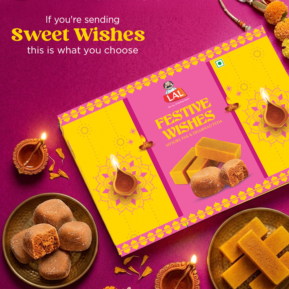 Lal Festive Wishes 400g | Includes Mysore Pak and Dharwad Peda 200g Each