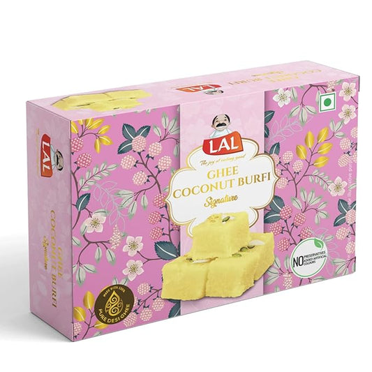 Lal Sweets Ghee Coconut Burfi 400g | Made with Pure Desi Ghee