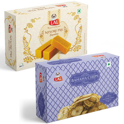 Mysore pak signature 400g and Banana chips pepper 250g