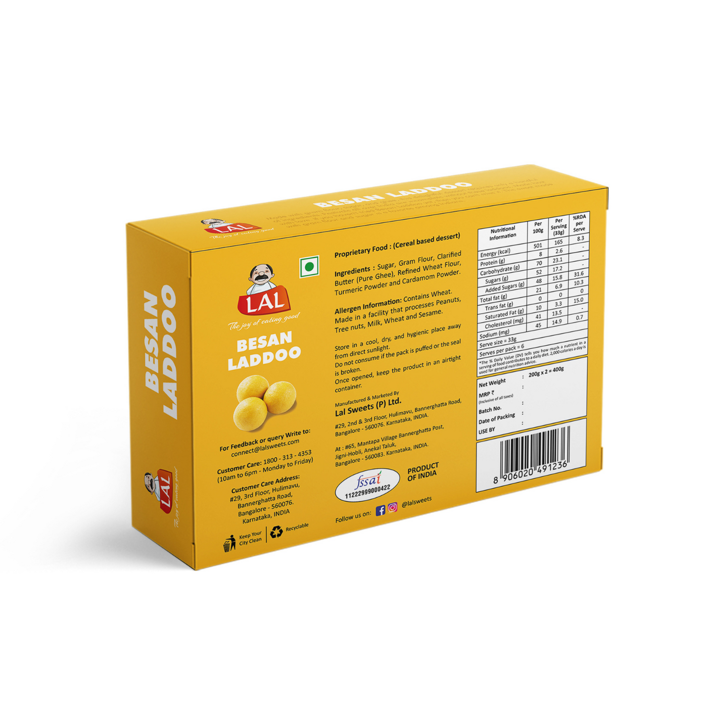 Lal Sweets Besan Laddoo Premium - 400gms