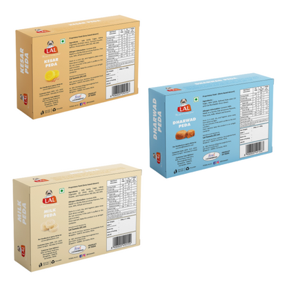 Dharwad peda - 400g, Milk peda - 400g and Kesar peda - 400g