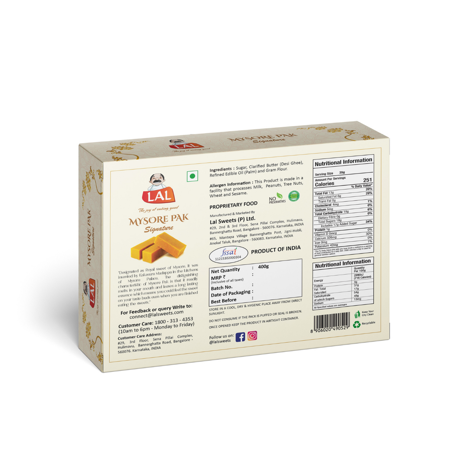 Lal Sweets Mysore Pak Signature - 800g