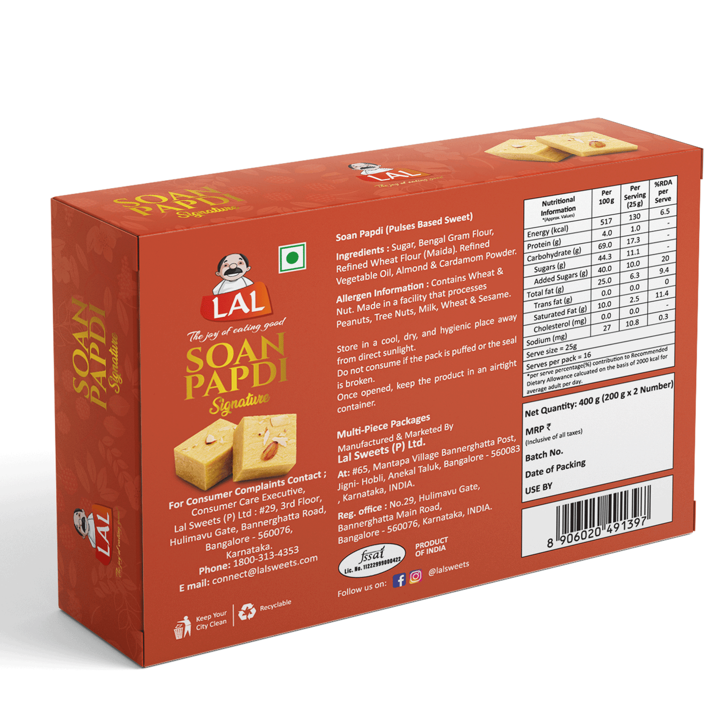 Lal Sweets Soan Papdi - 400gm
