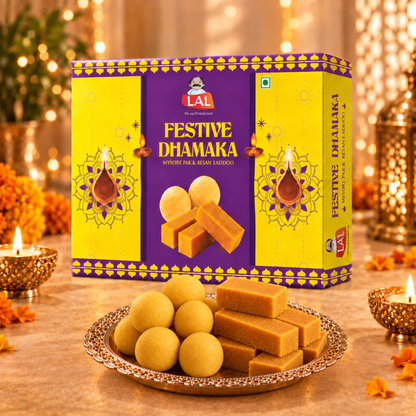 Lal Sweets Festive Dhamaka 400g | Besan Ladoo and Mysore Pak 200g Each