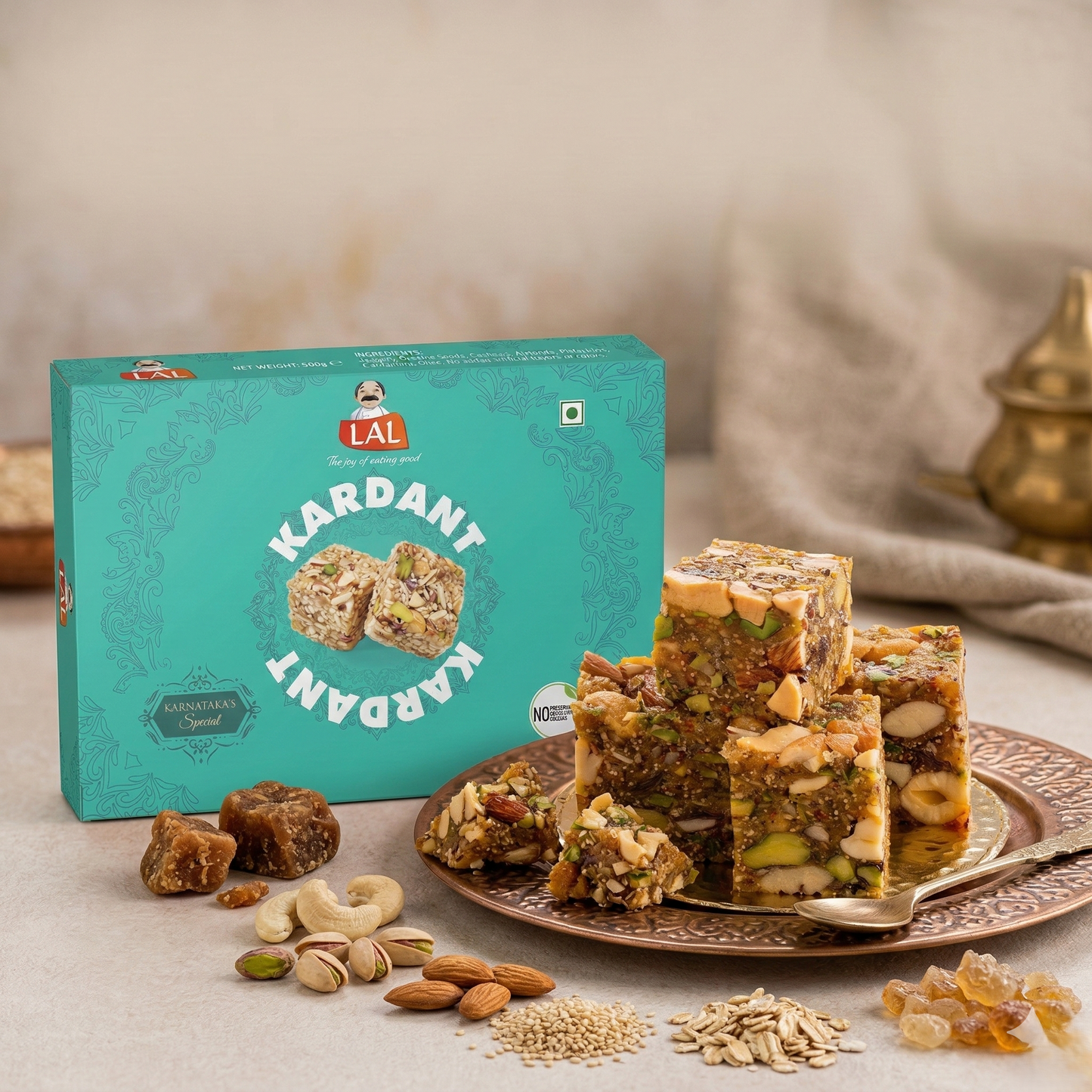 Lal Sweets Kardant - 400G | Dry fruit & Nut Based Sweet | Karnataka special